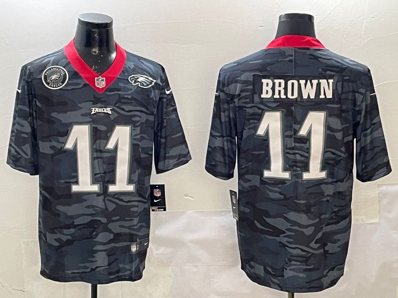 Men Philadelphia Eagles #11 Brown Camo 2025 Nike Vapor Limited NFL Jersey style 2125